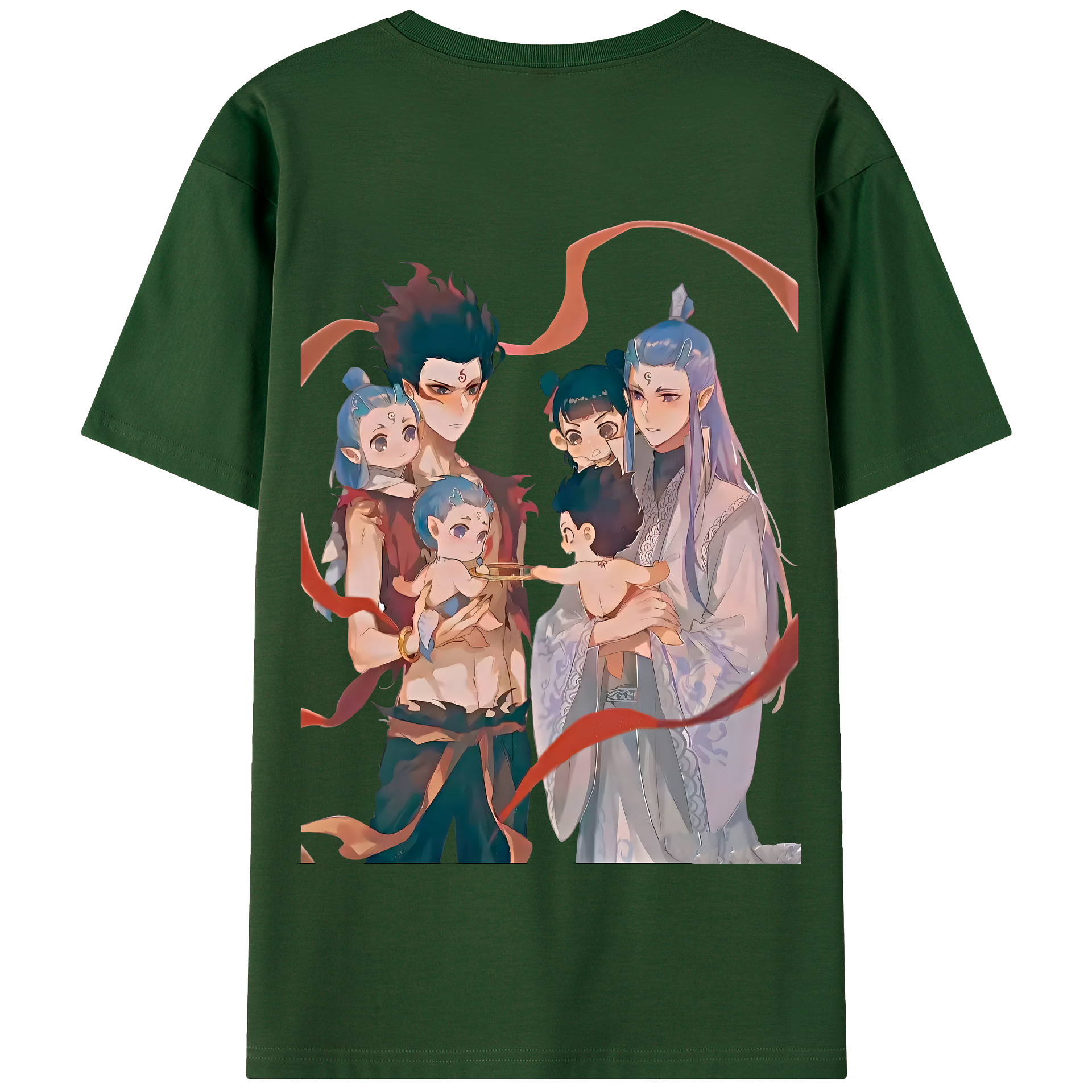 （画像用） Ne Zha 2 ナタ 魔童の大暴れ 綿100％半袖Tシャツ（背面プリント）